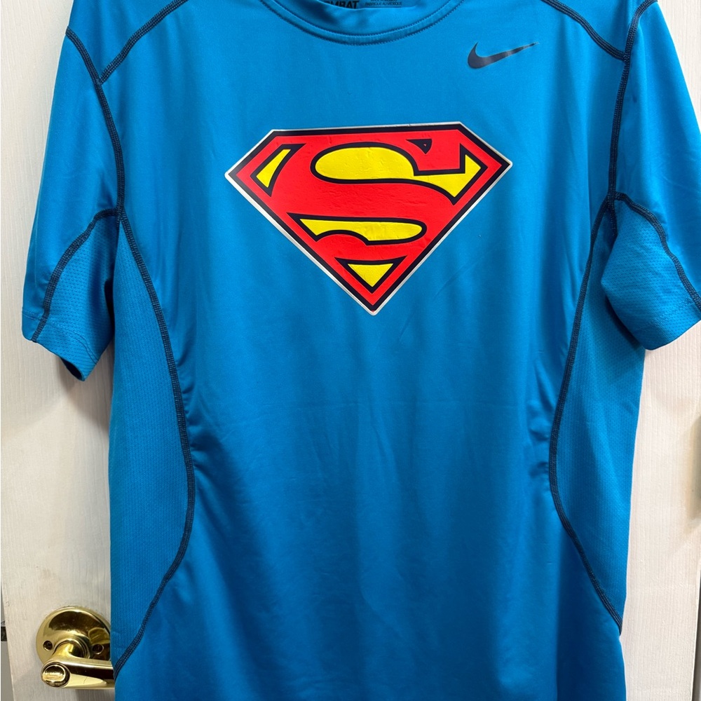 Nike Blue Dri-Fit T-Shirt with Superman Logo